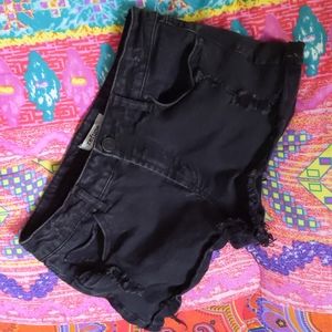 Refuge Black Distressed Shorts